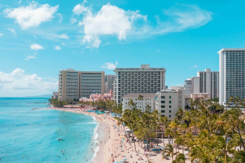 Waikiki beach aerial view