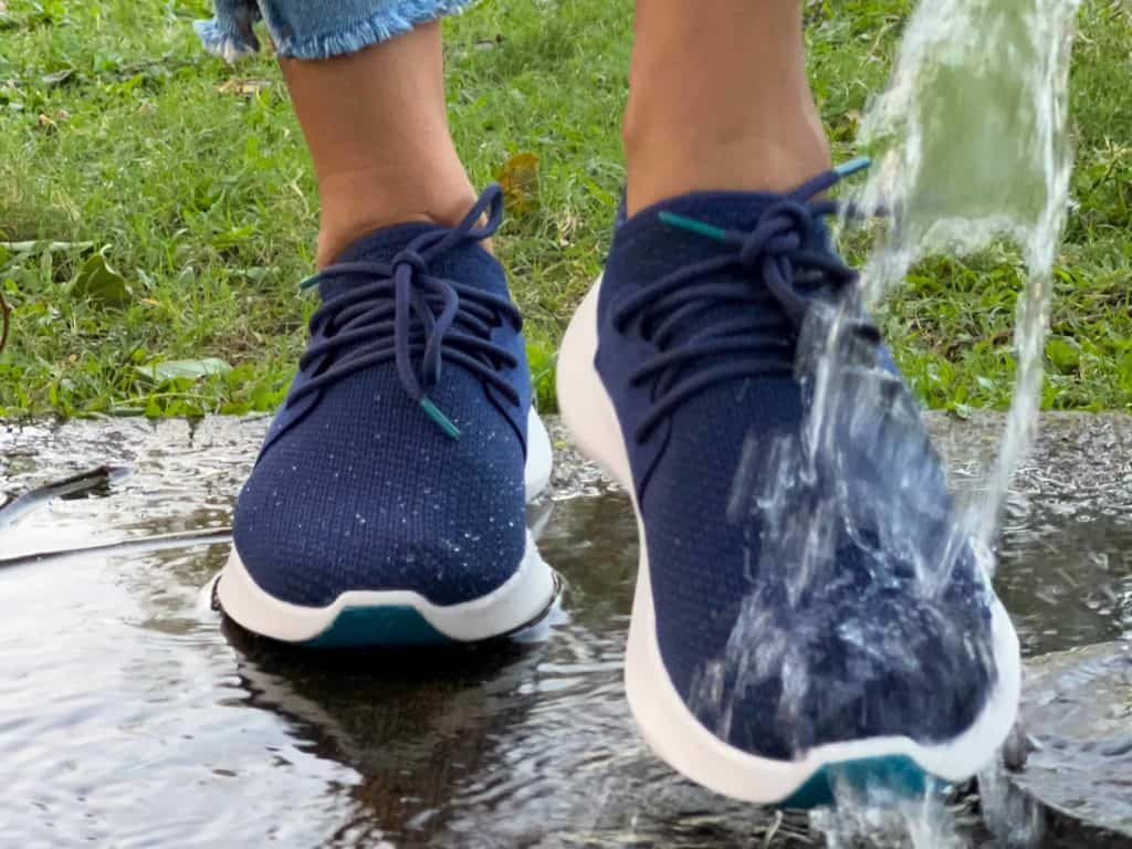 wearing waterproof sneakers vessi