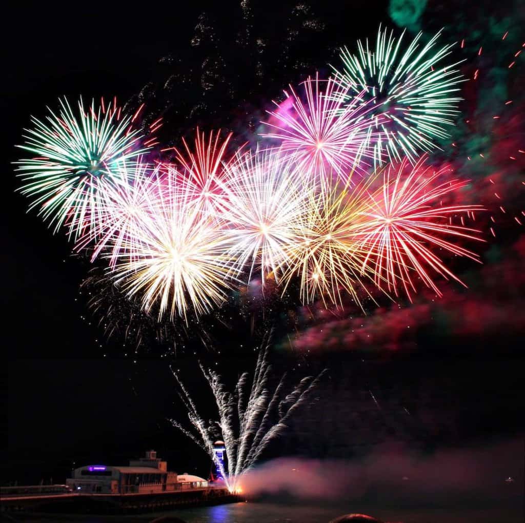 firework display by the Hilton hotel in waikiki