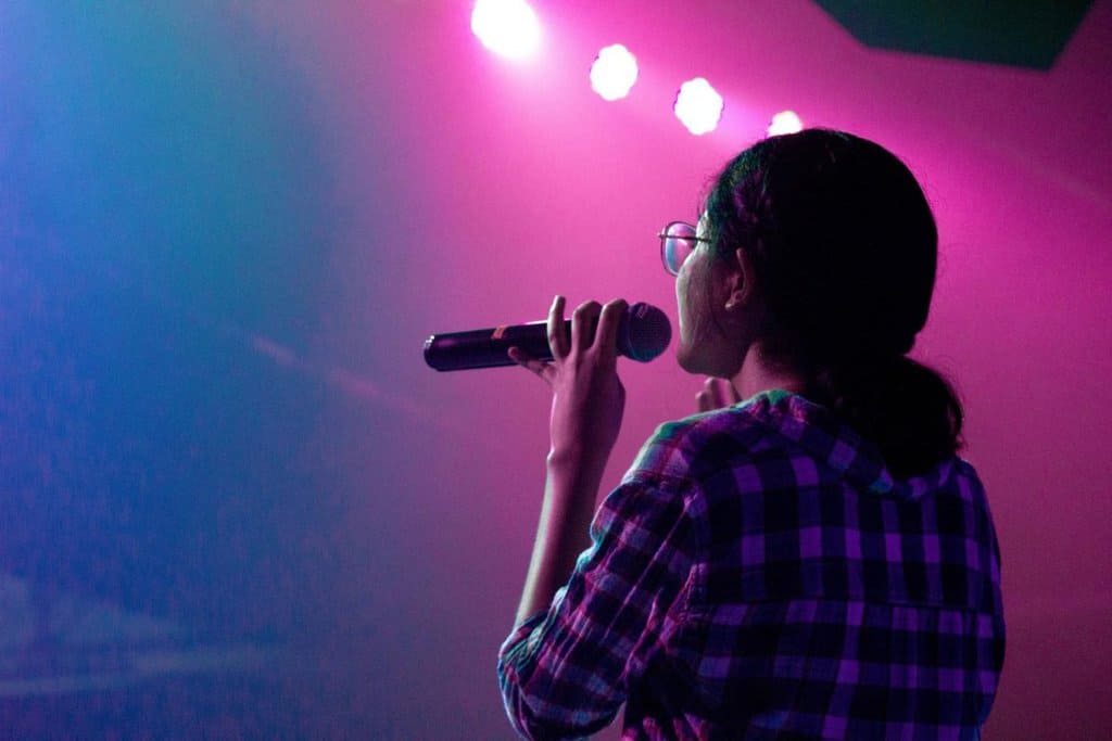 singer during a karaoke session in oahu