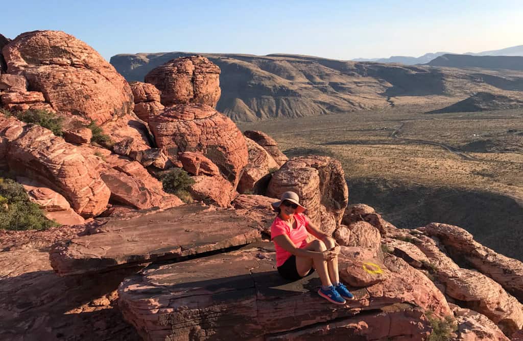 paty hiking in red rock