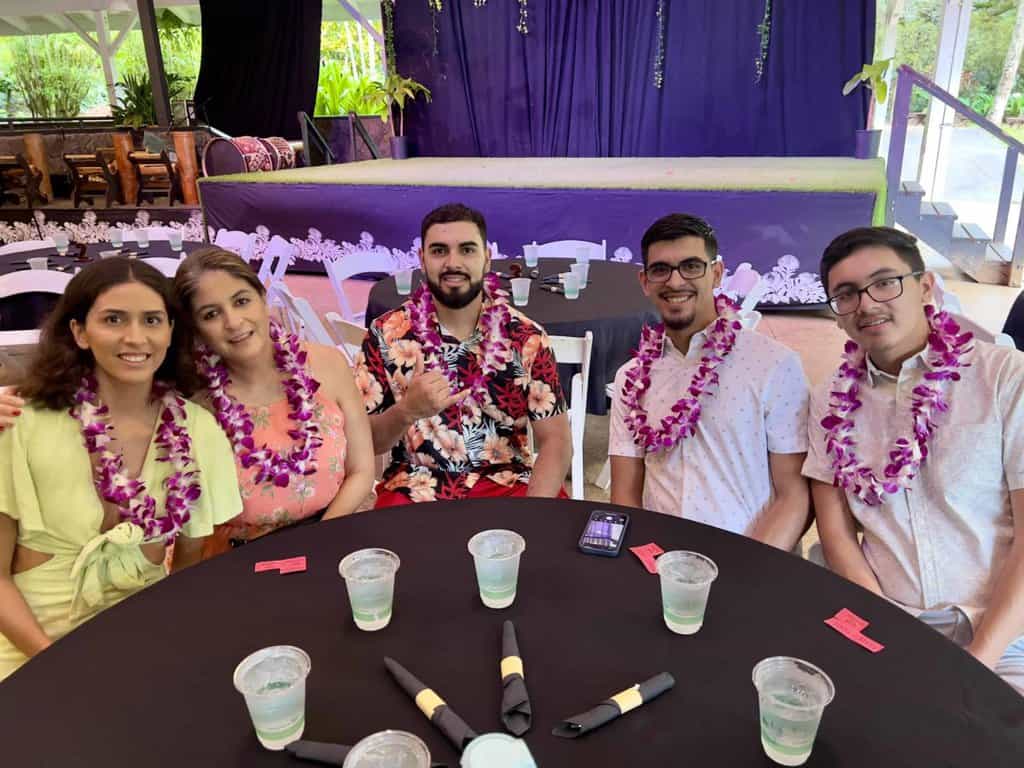 family of bridget gutierrez at toa luau in hawaii