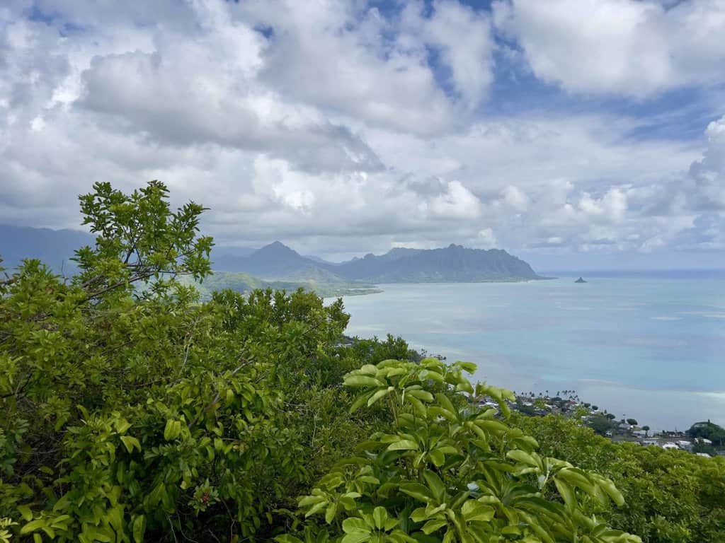 the view from the top of Puu Maelieli hike in the east of Oahu. a hidden gem for locals